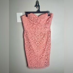 David's Bridal Strapless Coral Lace Dress